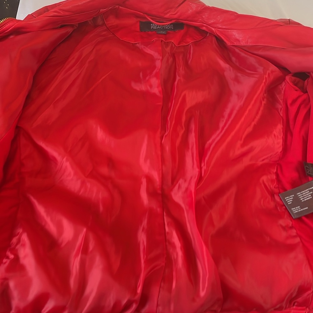 Kenneth Cole reaction red vegan jacket size large red hardware - Picture 9 of 12